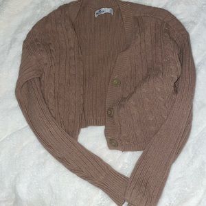 Hollister Cropped Brown Sweater - Size XS